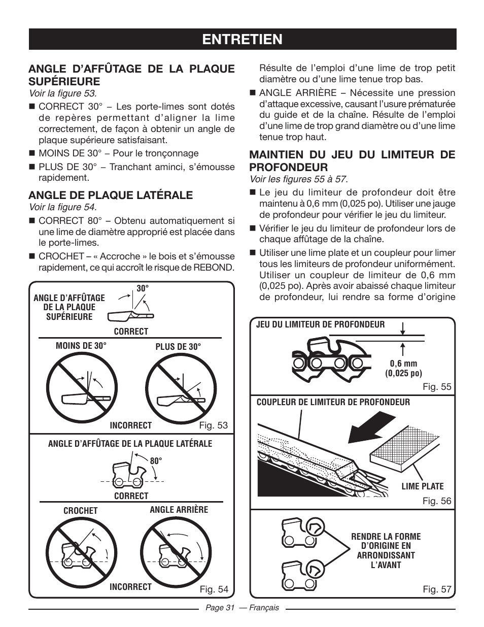 Entretien | Ryobi RY10518 User Manual | Page 68 / 118