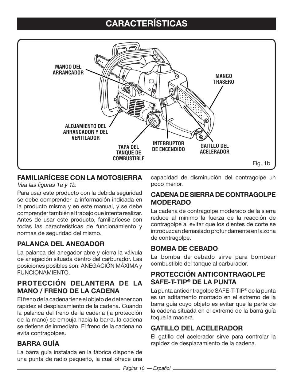 Características | Ryobi RY10518 User Manual | Page 86 / 118