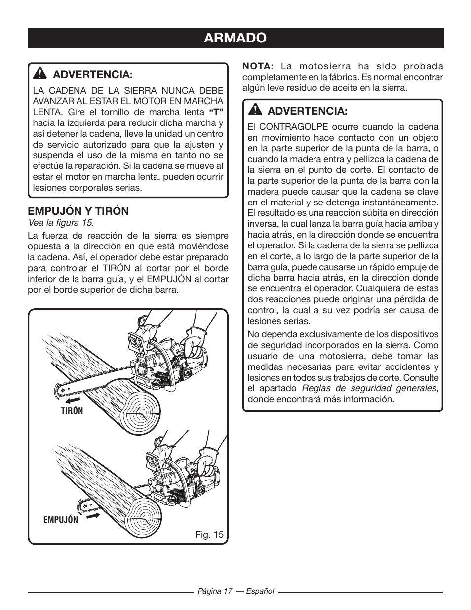 Armado | Ryobi RY10518 User Manual | Page 93 / 118