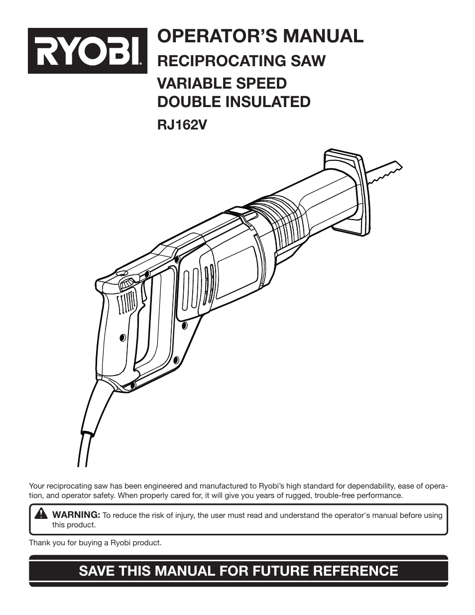 Ryobi RJ162VK User Manual | 14 pages