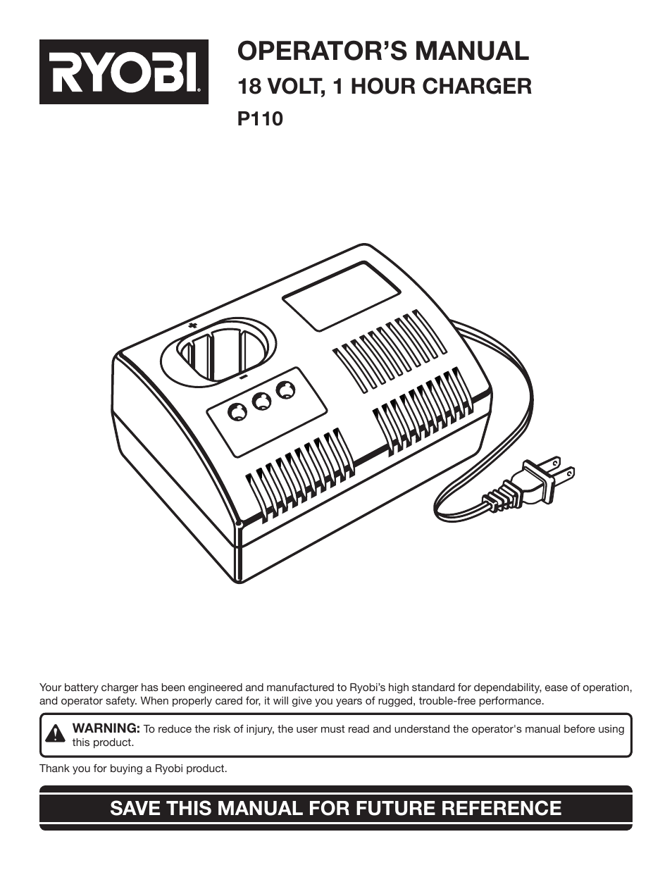 Ryobi P110 User Manual | 10 pages