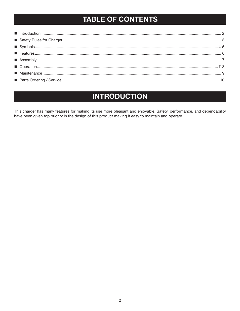 Table of contents introduction | Ryobi P110 User Manual | Page 2 / 10