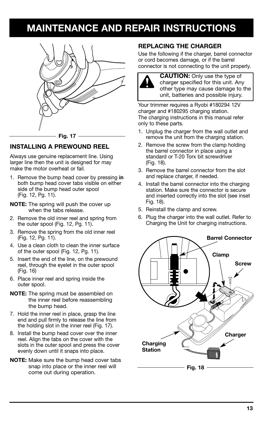 Maintenance and repair instructions | Ryobi 150r User Manual | Page 13 / 18