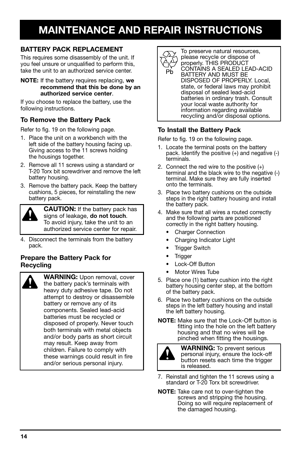 Maintenance and repair instructions | Ryobi 150r User Manual | Page 14 / 18