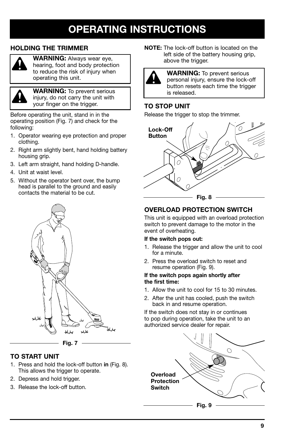 Operating instructions | Ryobi 150r User Manual | Page 9 / 18