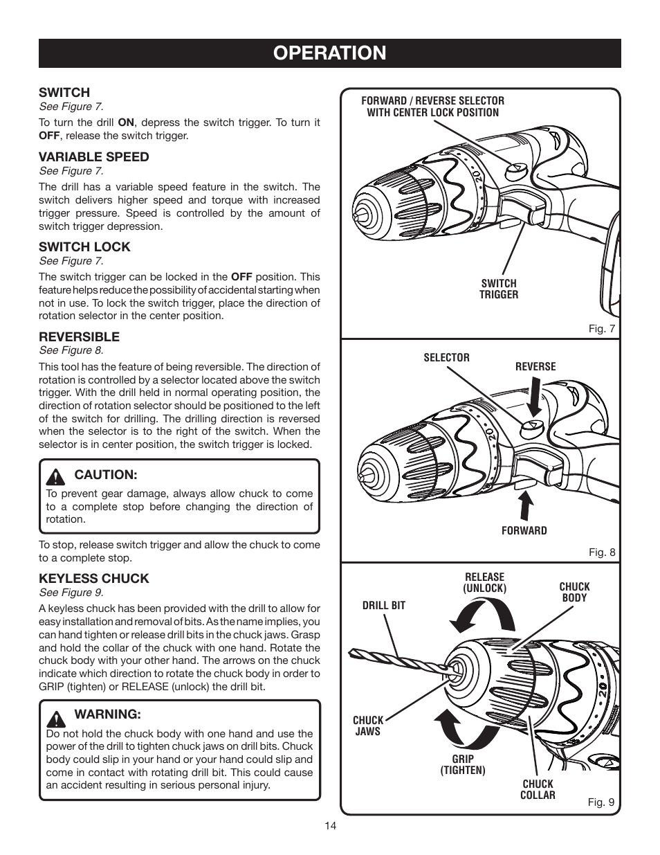 Operation | Ryobi HP512K User Manual | Page 14 / 20