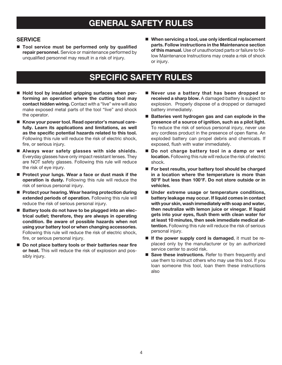 General safety rules specific safety rules | Ryobi HP512K User Manual | Page 4 / 20
