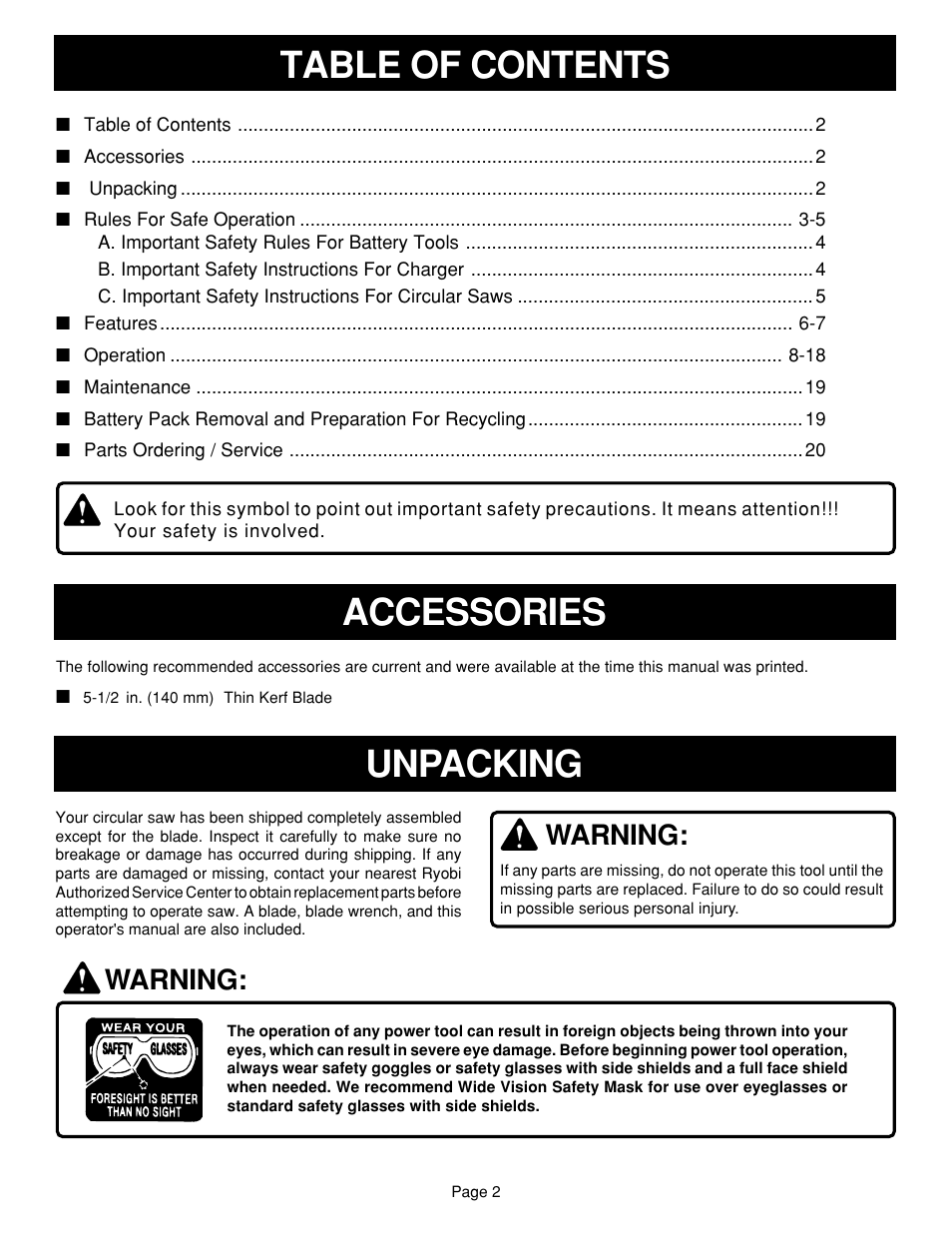 Ryobi R10630 User Manual | Page 2 / 22