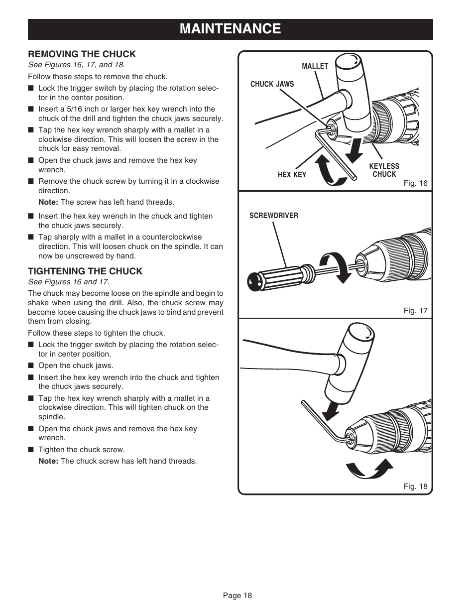 Maintenance | Ryobi HP1830M User Manual | Page 18 / 20