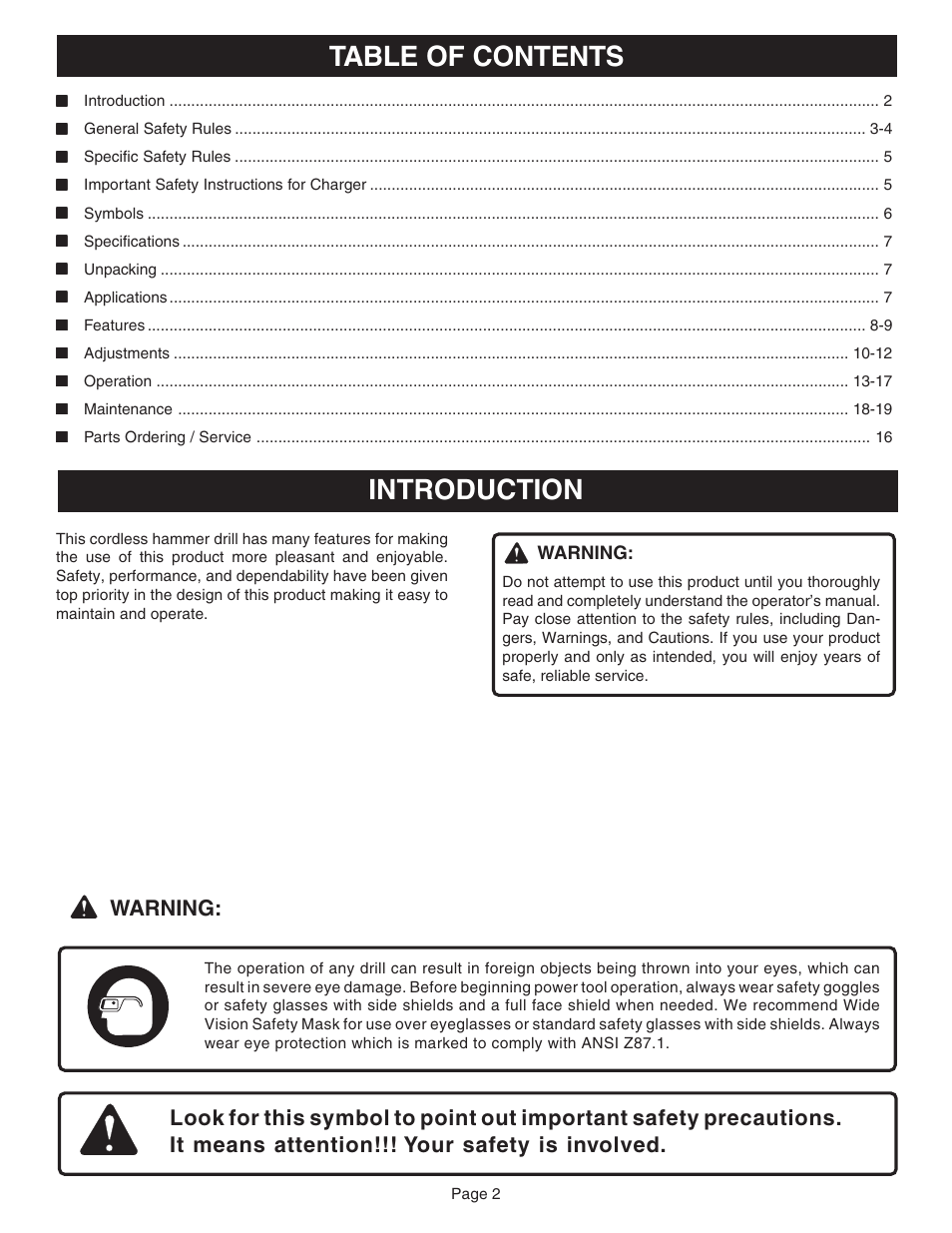 Ryobi HP1830M User Manual | Page 2 / 20