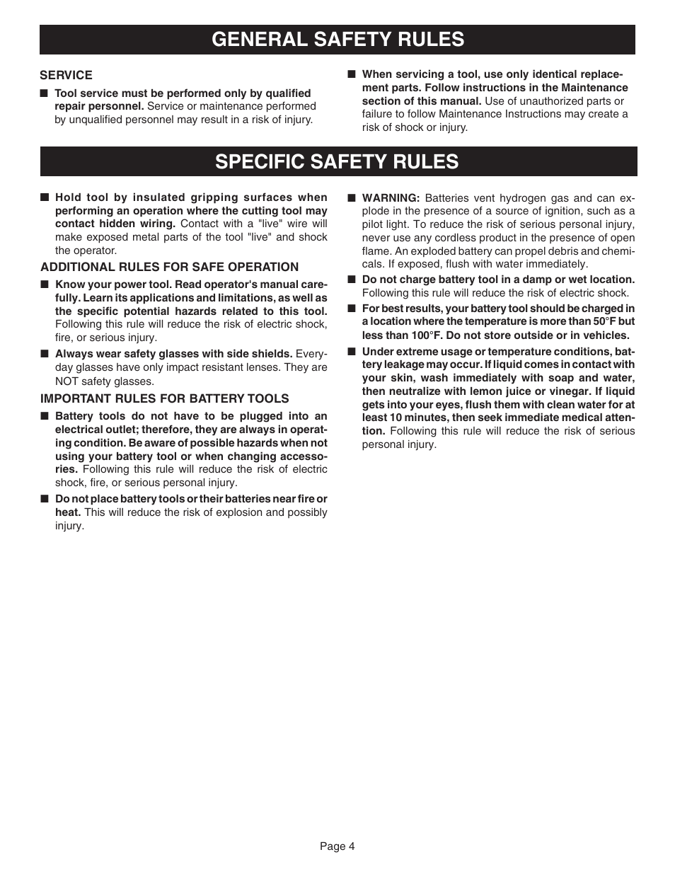 Specific safety rules, General safety rules | Ryobi HP1830M User Manual | Page 4 / 20