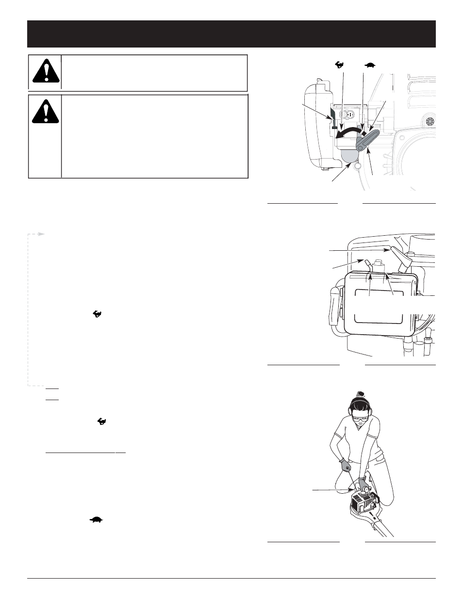 Advertencia, Instrucciones de arranque y apagado | Ryobi 290r 2 User Manual | Page 45 / 56