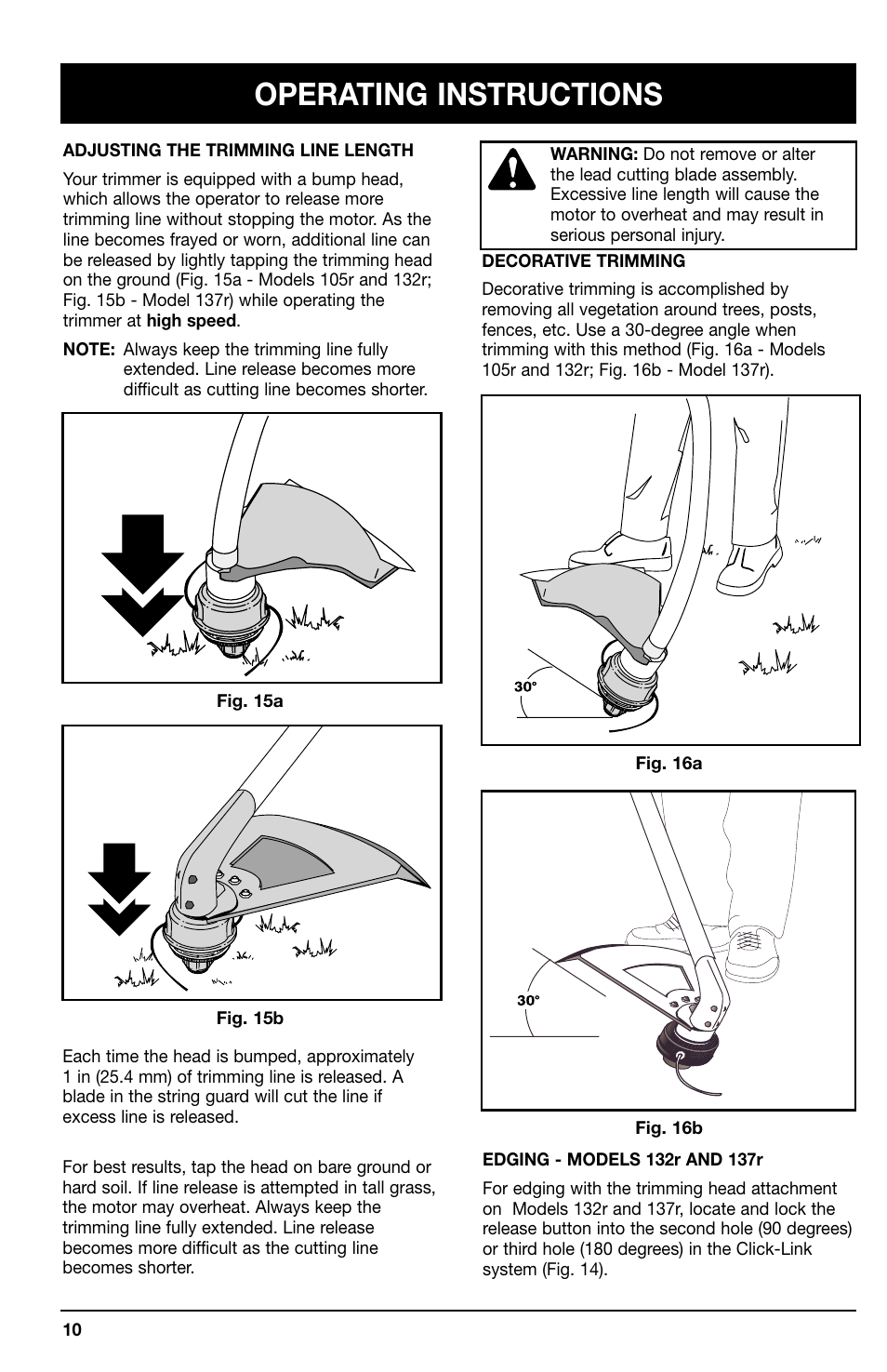 Operating instructions | Ryobi 105r User Manual | Page 10 / 16