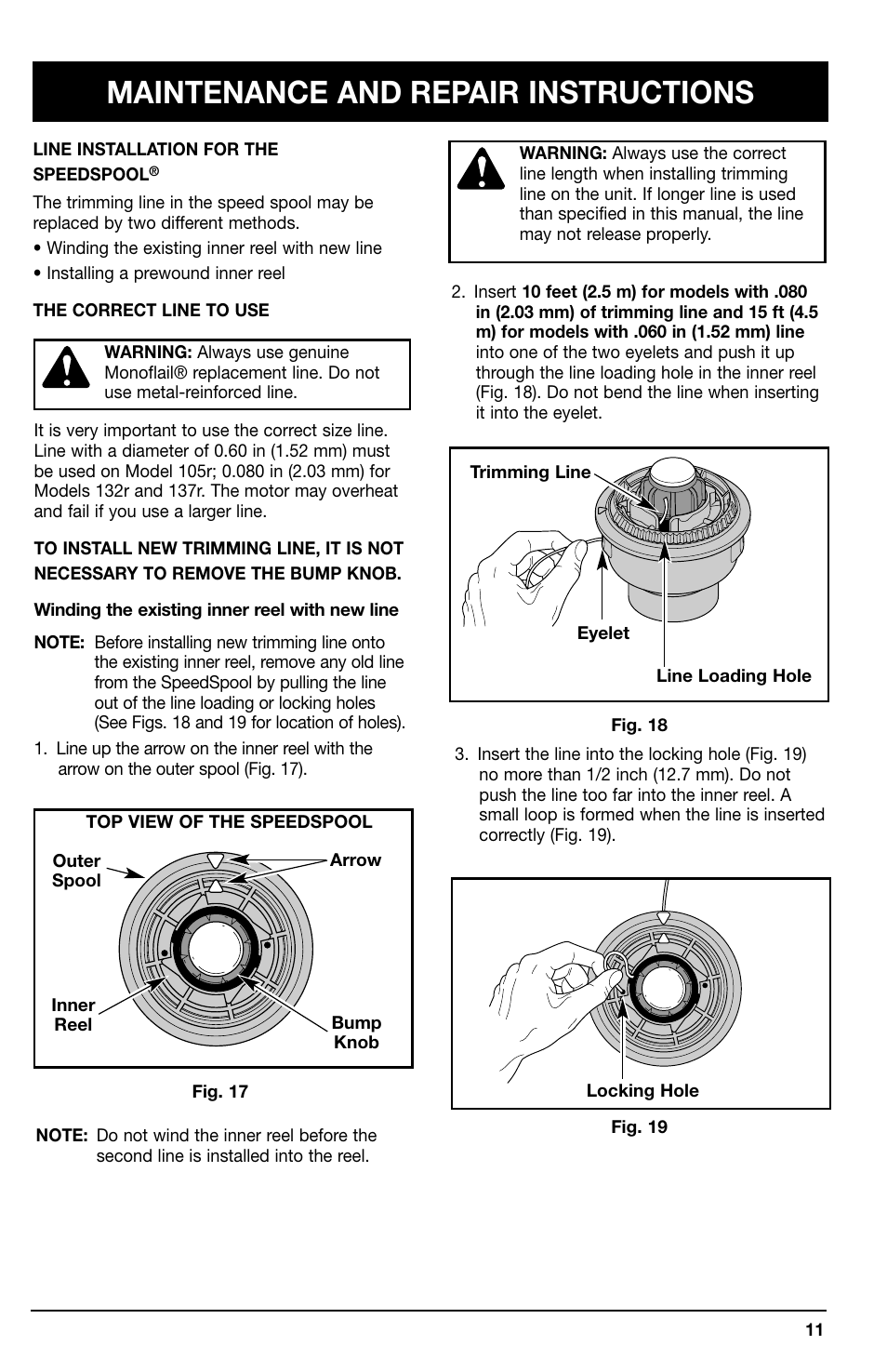 Maintenance and repair instructions | Ryobi 105r User Manual | Page 11 / 16