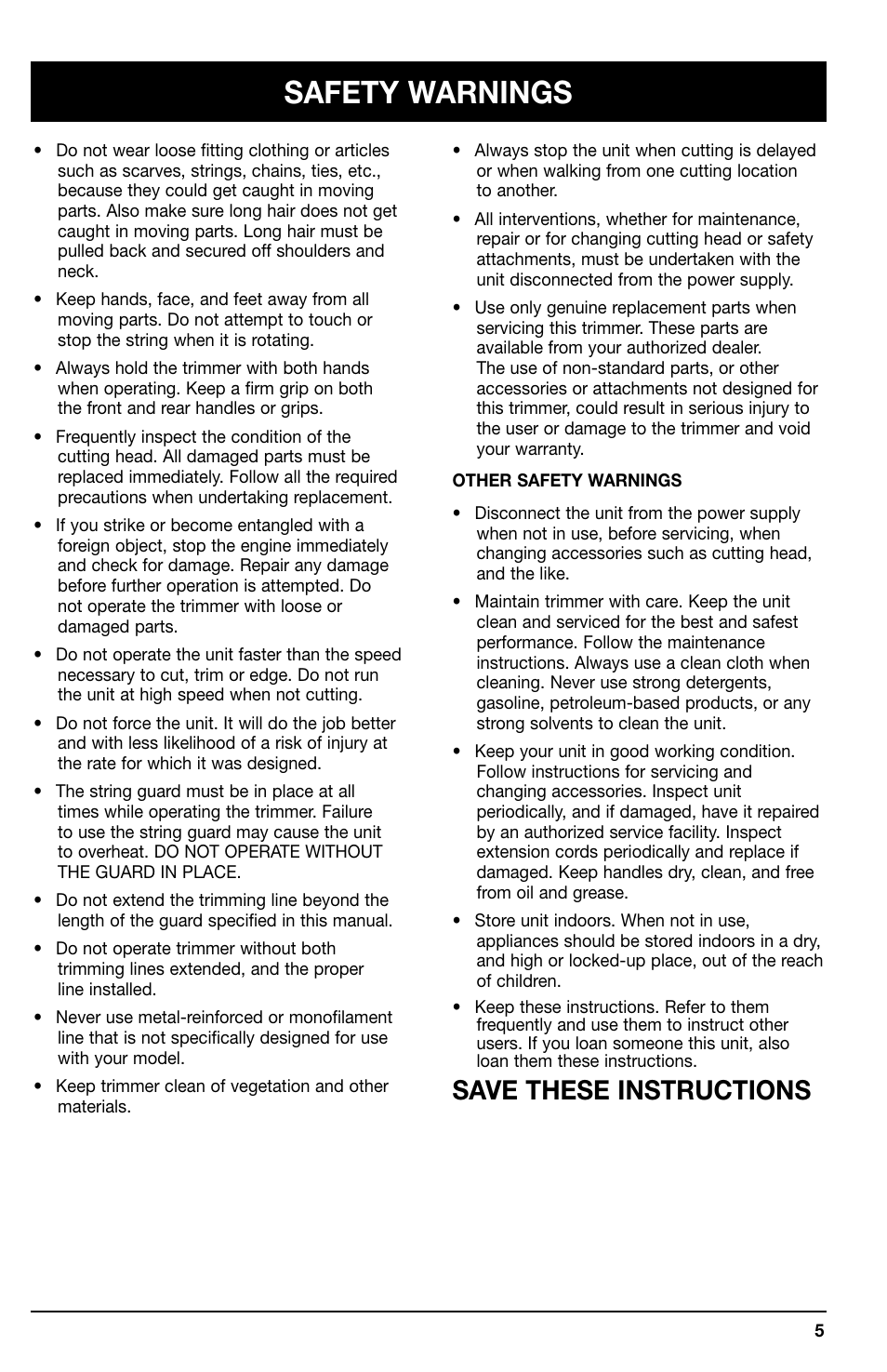 Safety warnings, Save these instructions | Ryobi 105r User Manual | Page 5 / 16