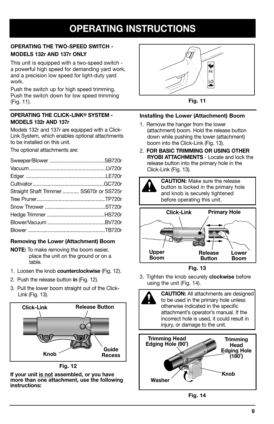 Operating instructions | Ryobi 105r User Manual | Page 9 / 16