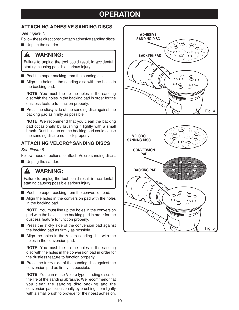 Operation, Warning | Ryobi RS280VS User Manual | Page 10 / 14