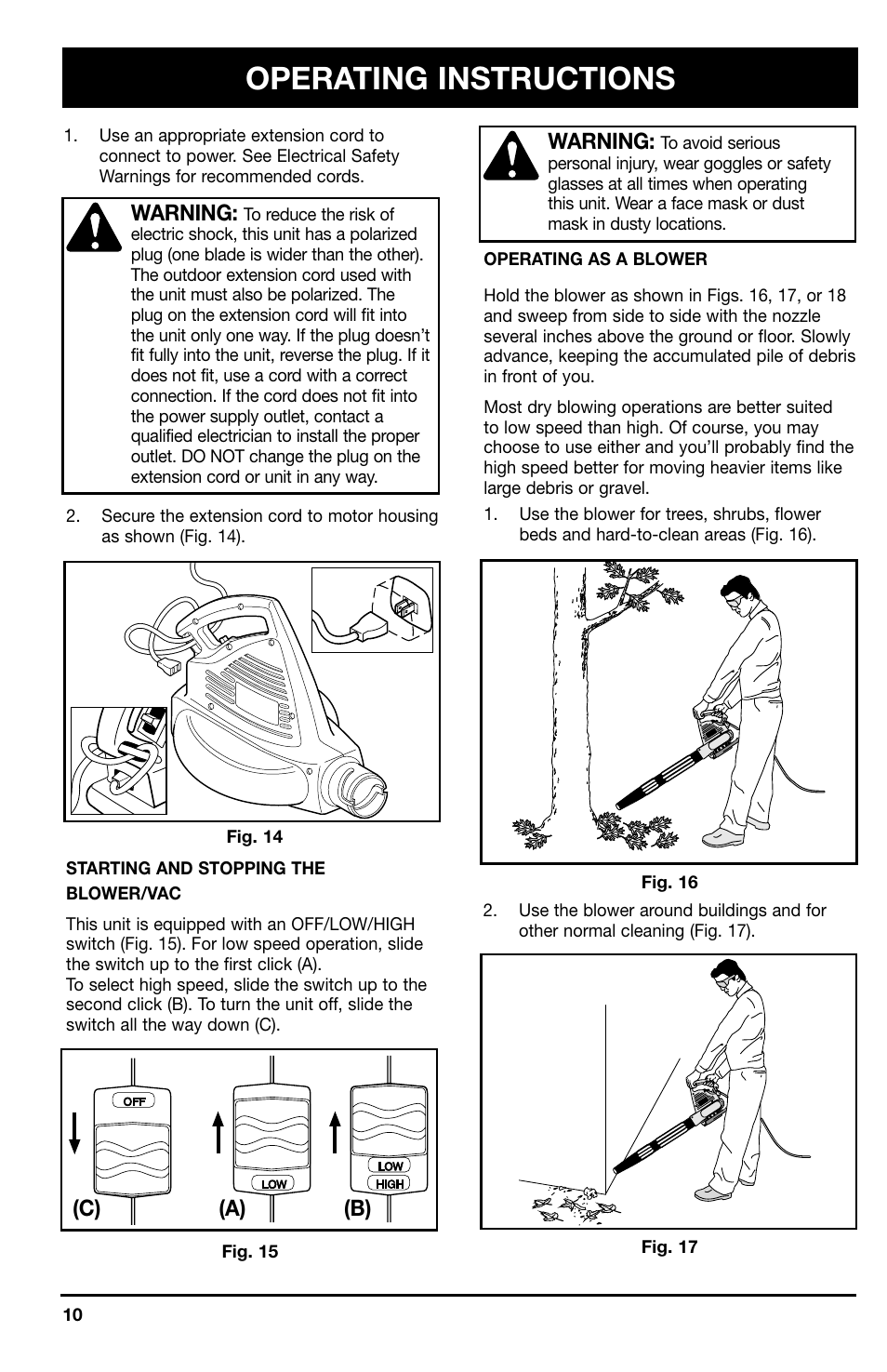 Operating instructions, Warning, C) (a) (b) | Ryobi 180r User Manual | Page 10 / 14