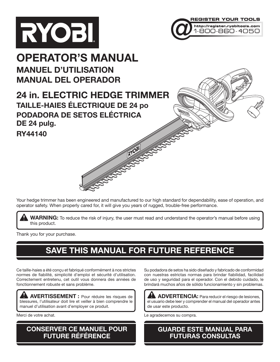 Ryobi RY44140 User Manual | 38 pages