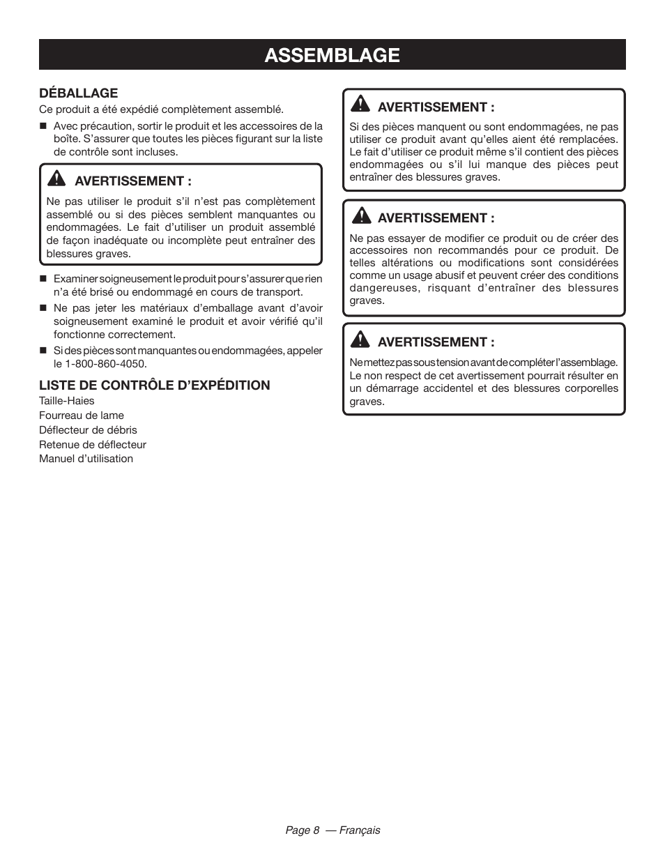 Assemblage | Ryobi RY44140 User Manual | Page 21 / 38