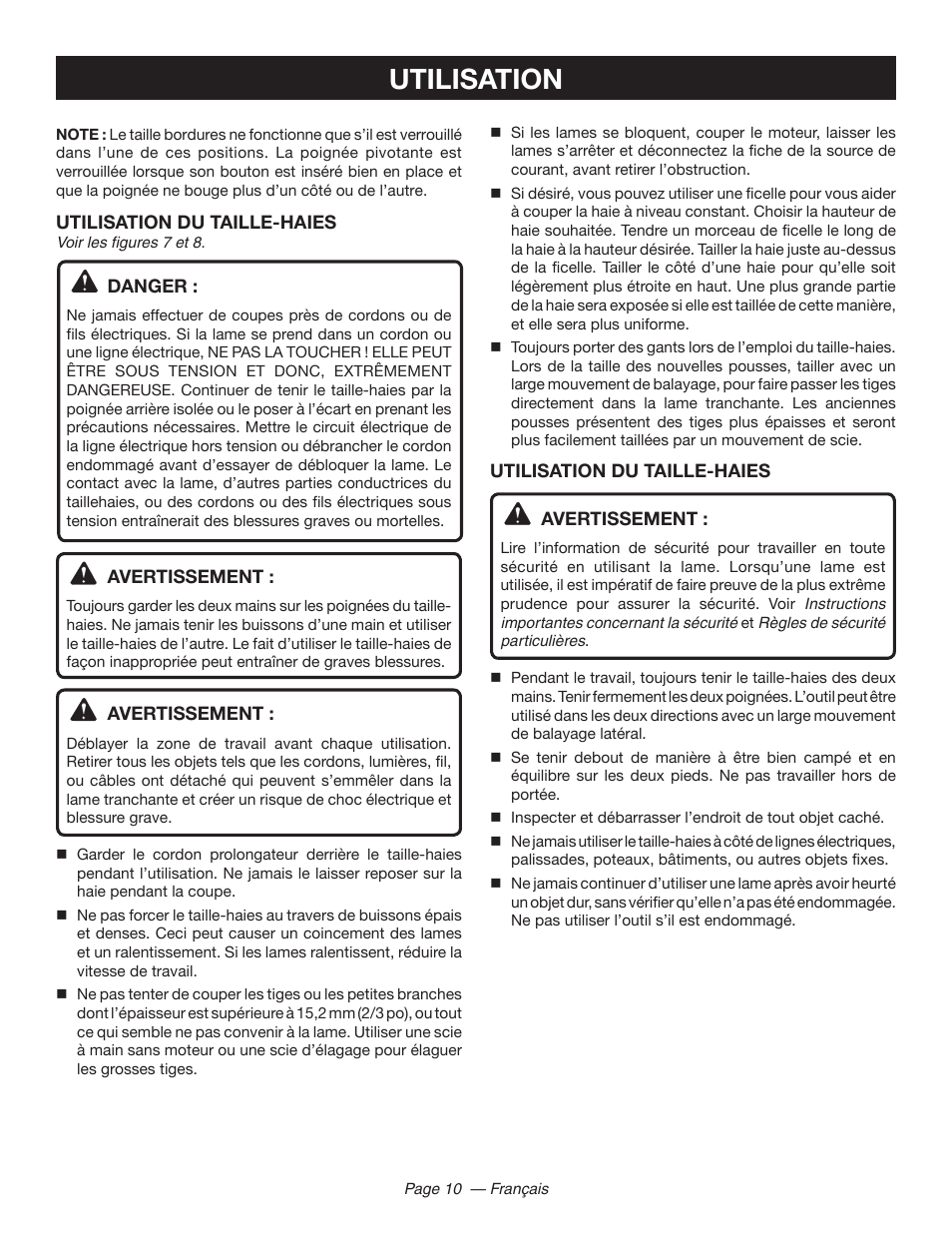 Utilisation | Ryobi RY44140 User Manual | Page 23 / 38