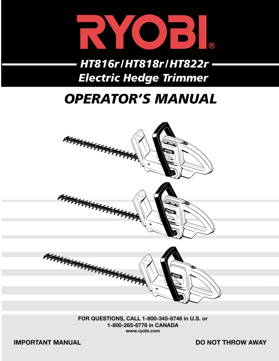 Ryobi HT816r User Manual | 14 pages