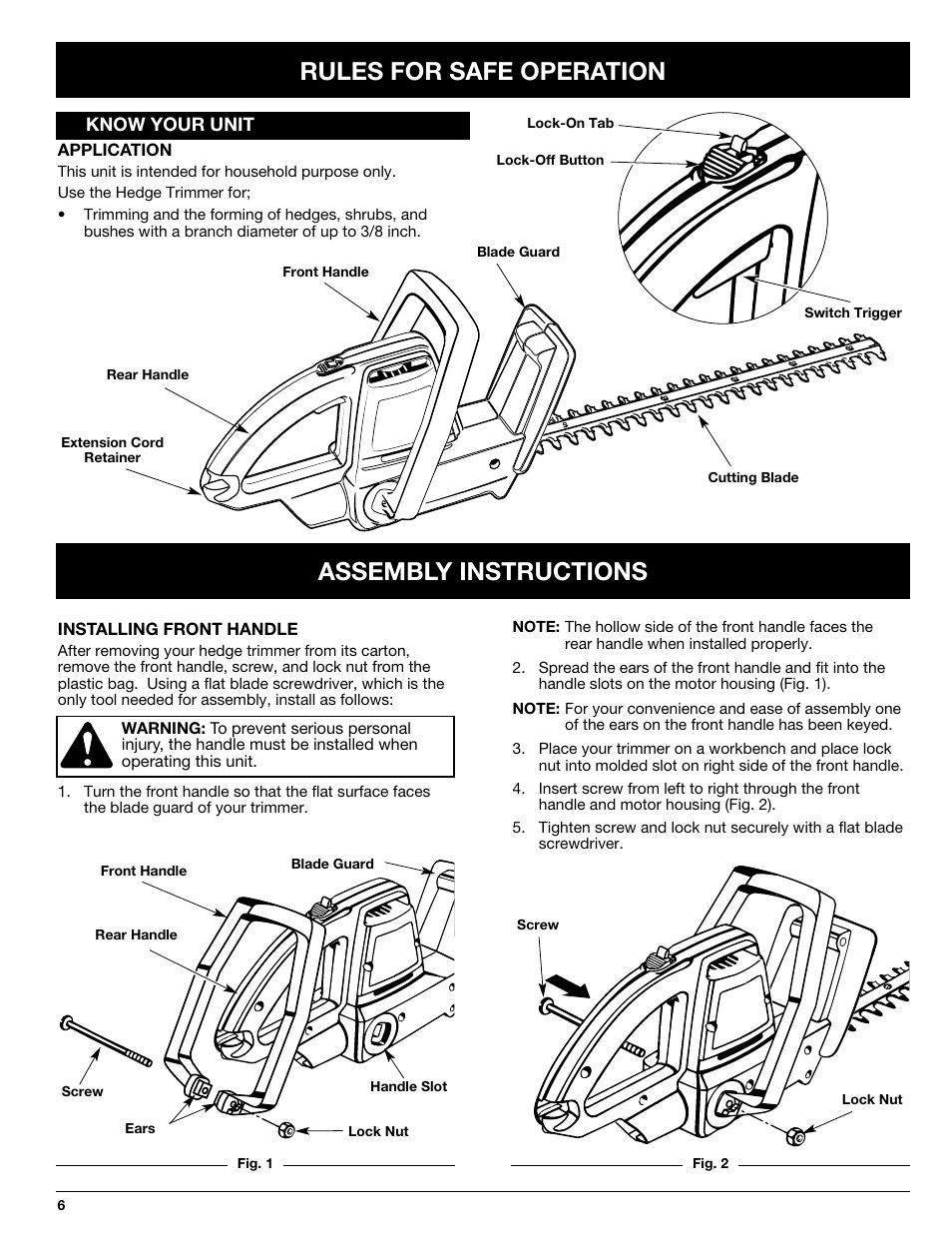 Assembly instructions rules for safe operation | Ryobi HT816r User Manual | Page 6 / 14