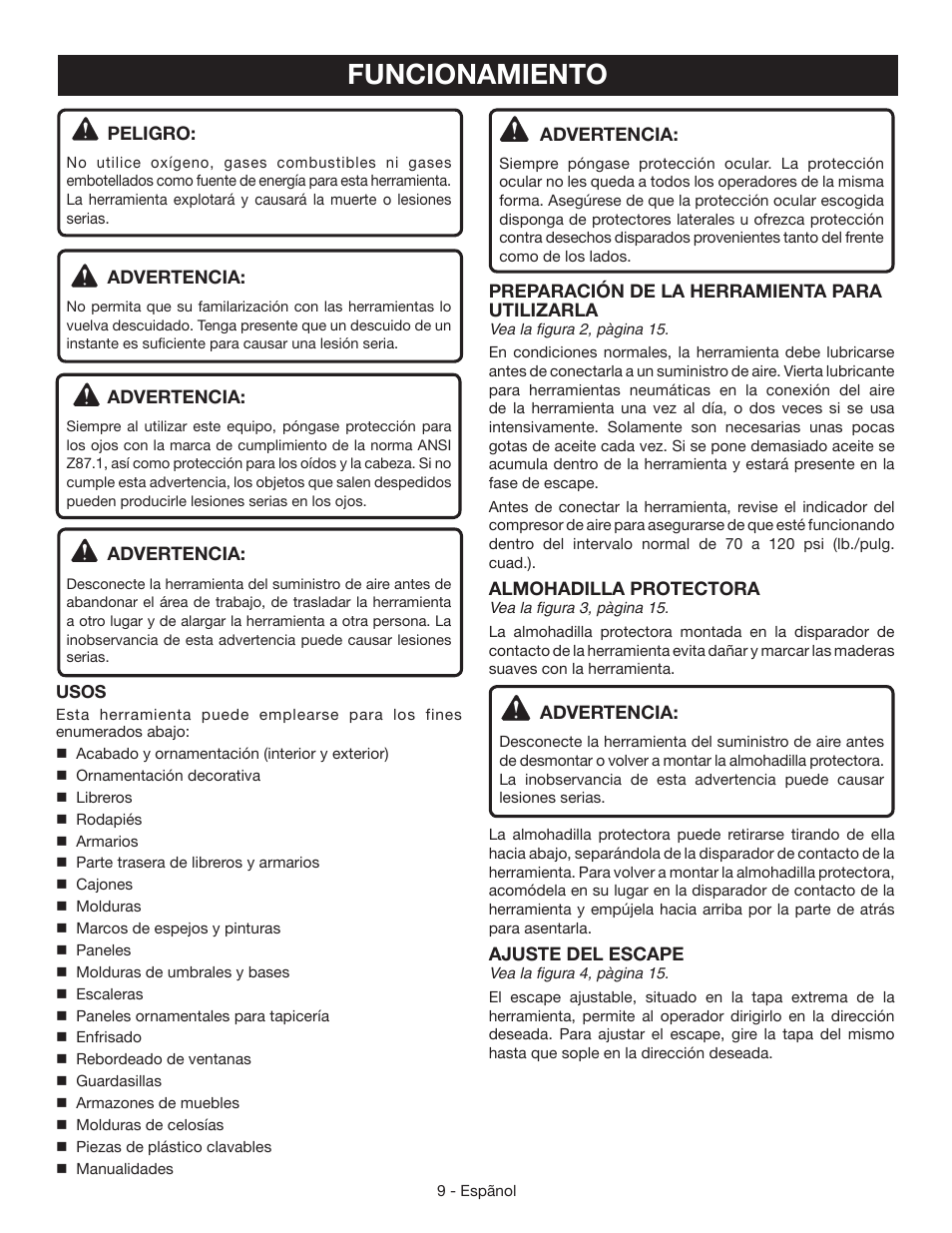 Funcionamiento | Ryobi YN200BND User Manual | Page 35 / 44