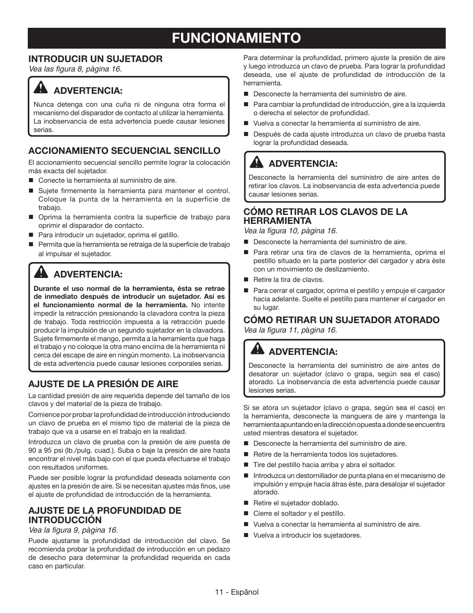 Funcionamiento | Ryobi YN200BND User Manual | Page 37 / 44