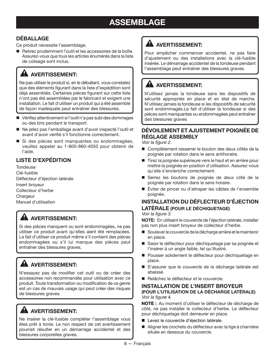 Assemblage | Ryobi RY14110 User Manual | Page 25 / 48