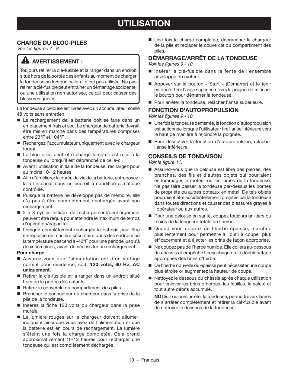 Utilisation | Ryobi RY14110 User Manual | Page 27 / 48
