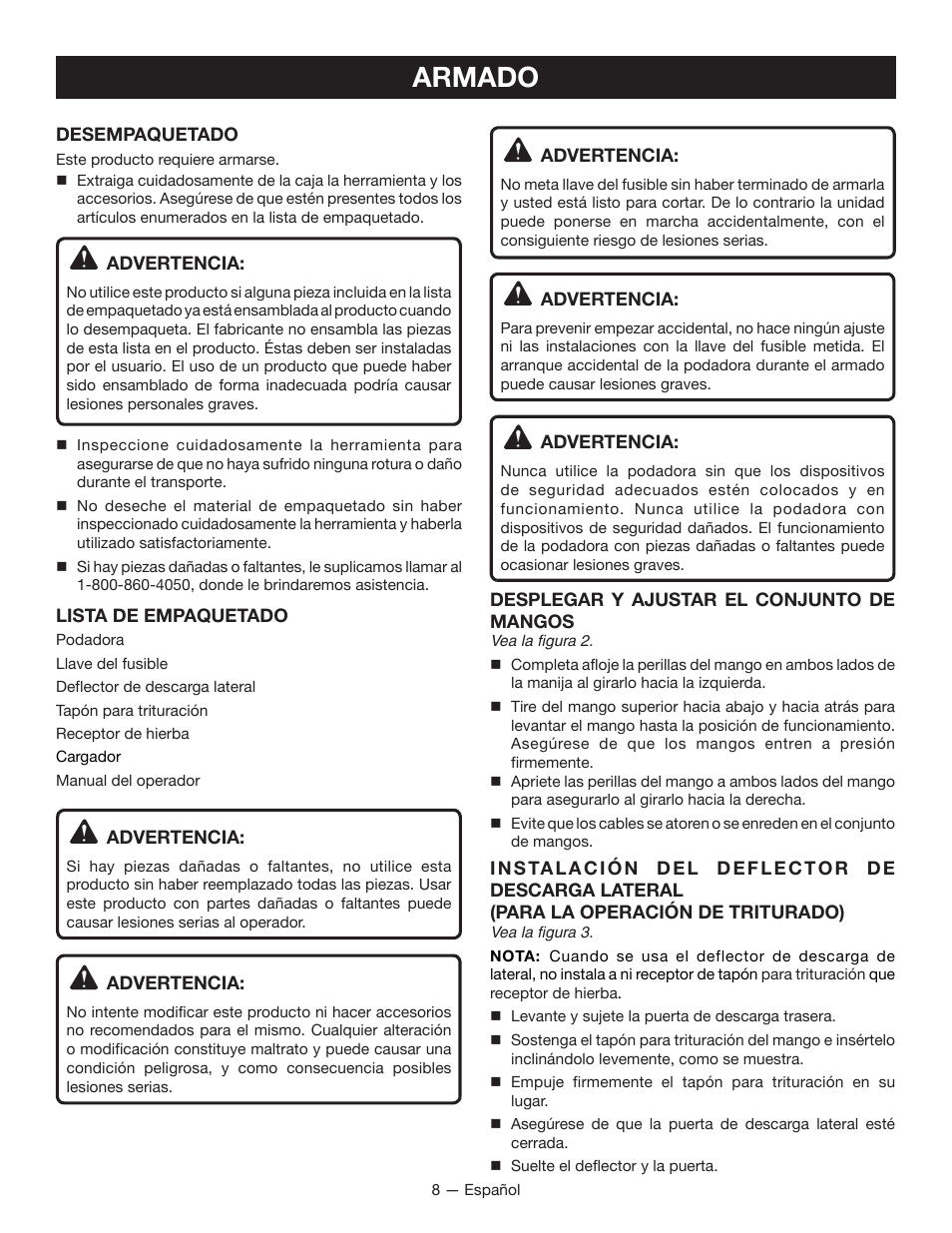 Armado | Ryobi RY14110 User Manual | Page 39 / 48
