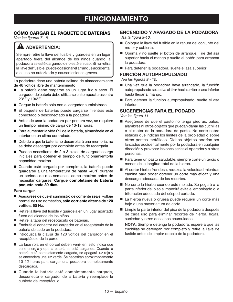 Funcionamiento | Ryobi RY14110 User Manual | Page 41 / 48