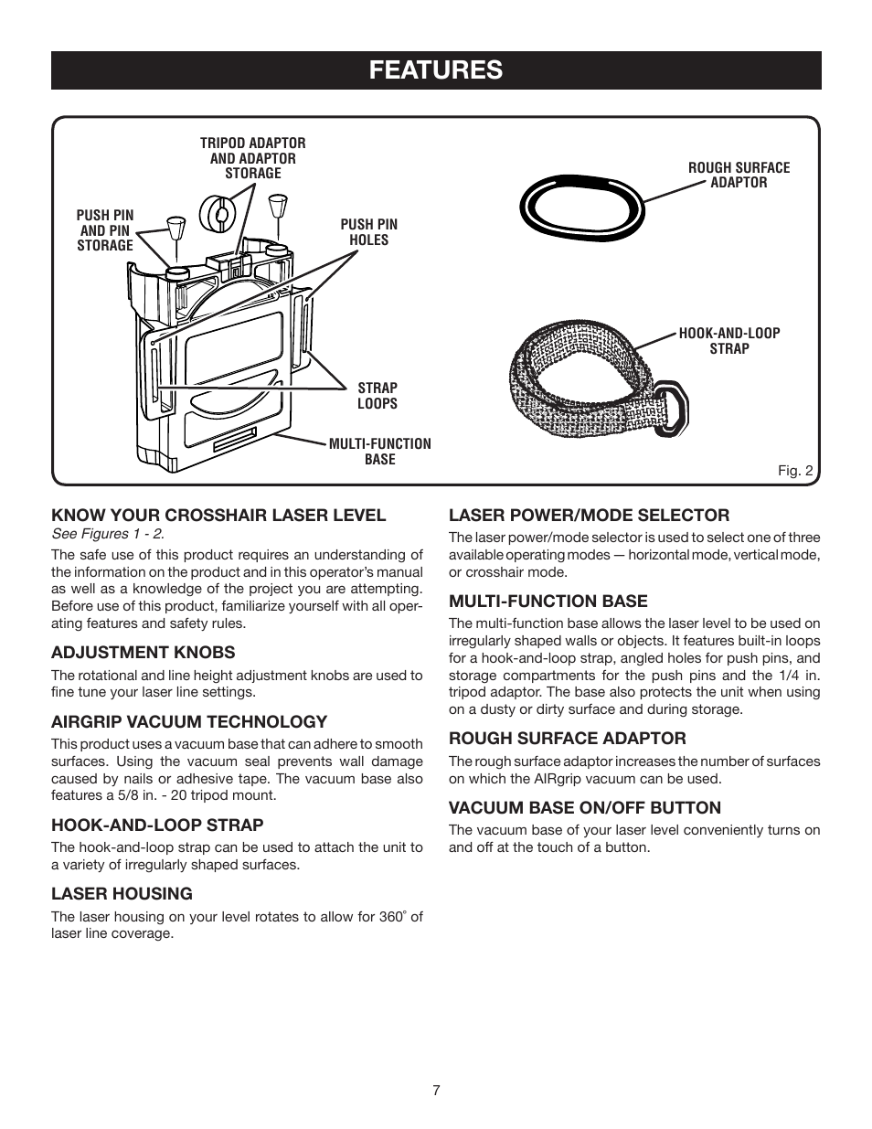 Features | Ryobi AIRgrip Procross Laser level self leveling ELL0006 User Manual | Page 7 / 14