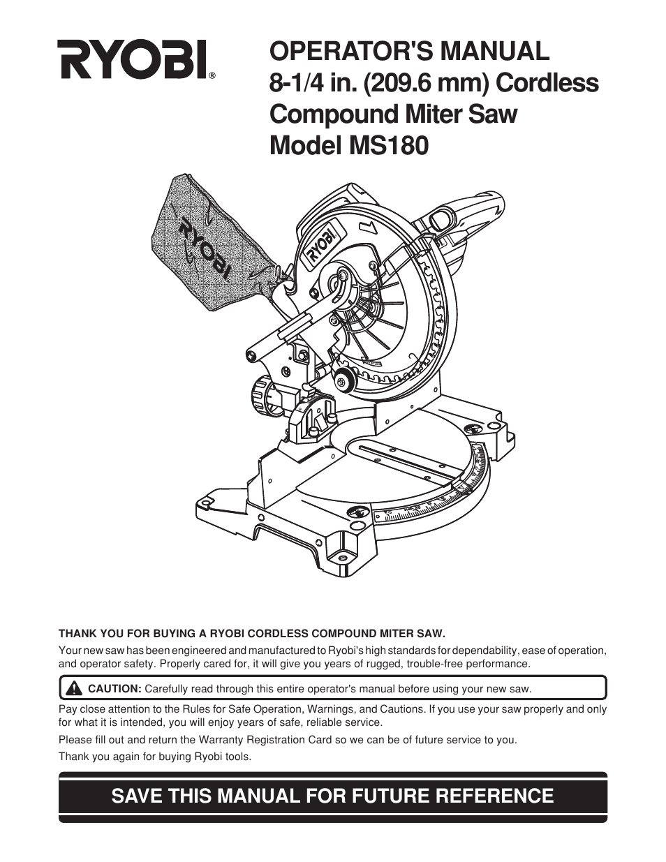 Ryobi MS180 User Manual | 32 pages