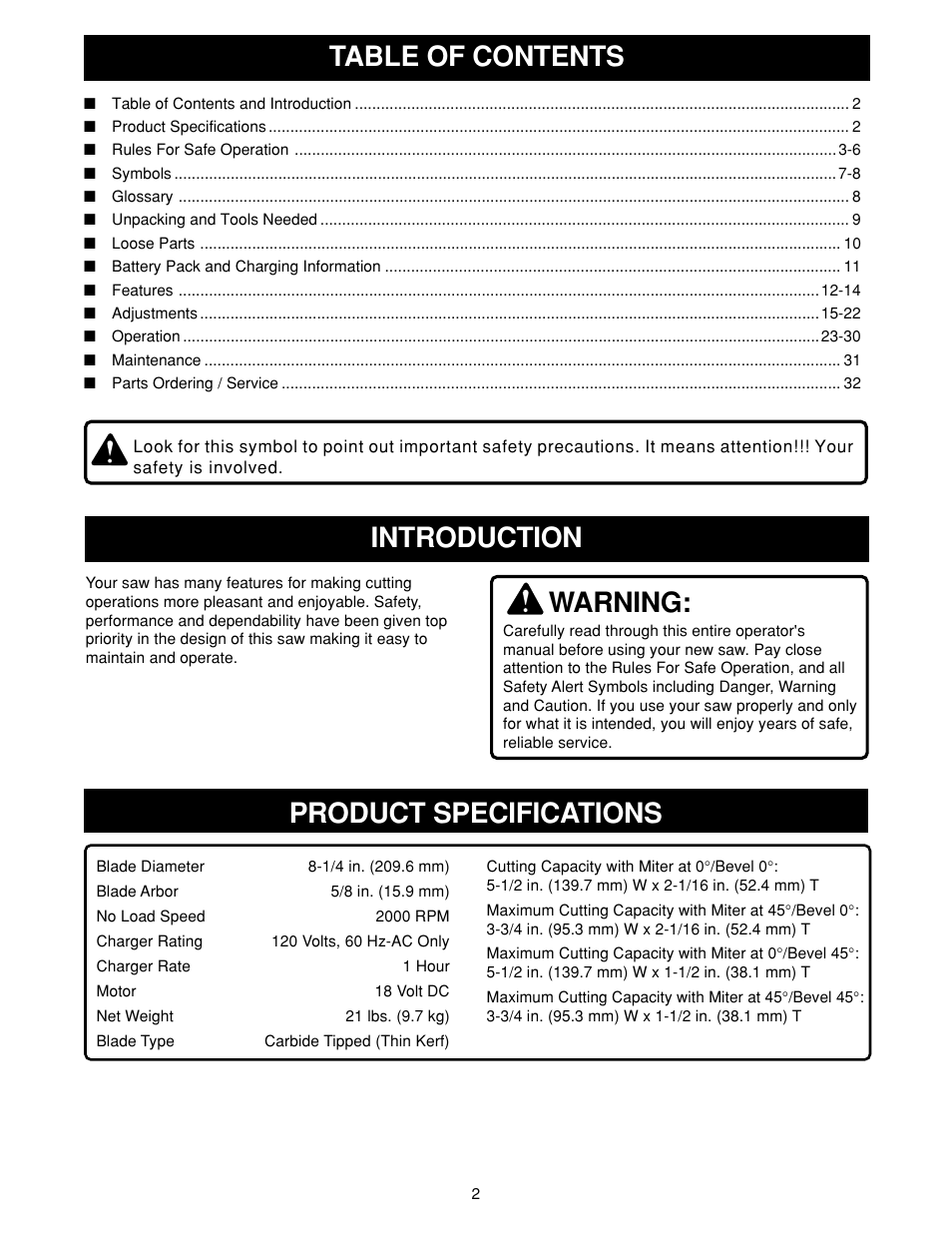 Ryobi MS180 User Manual | Page 2 / 32