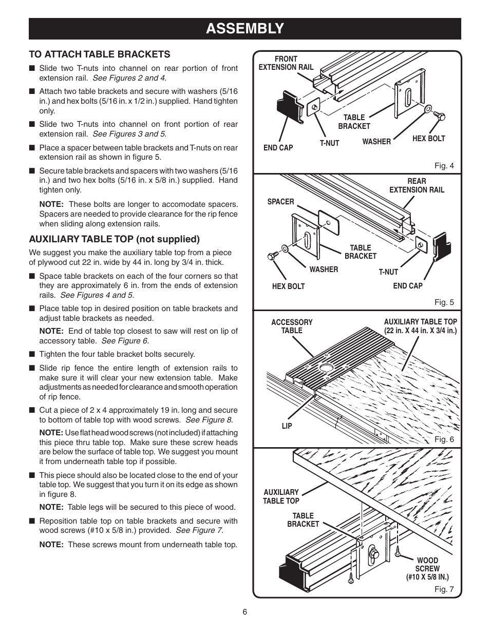 Assembly | Ryobi BT300 User Manual | Page 6 / 10