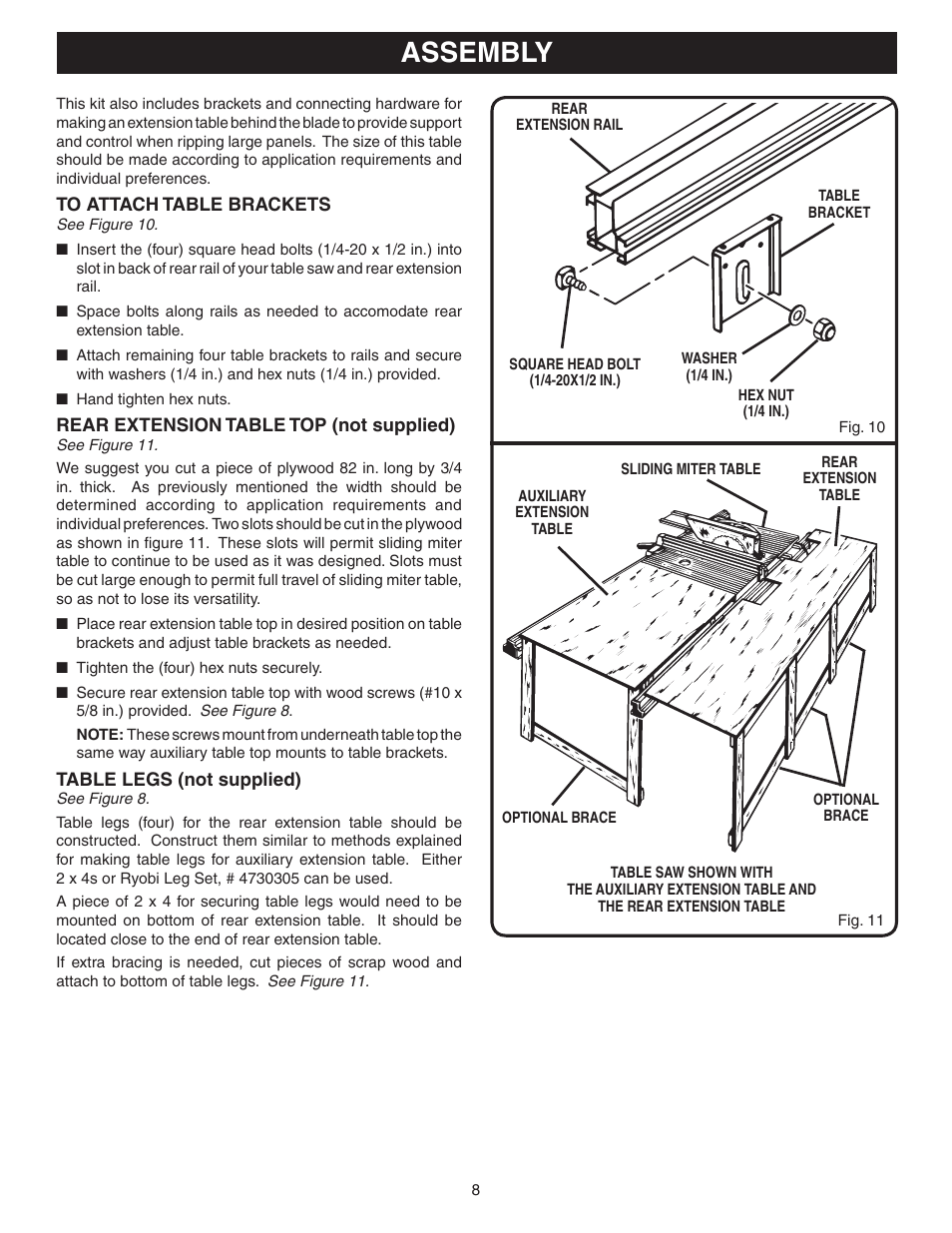 Assembly | Ryobi BT300 User Manual | Page 8 / 10