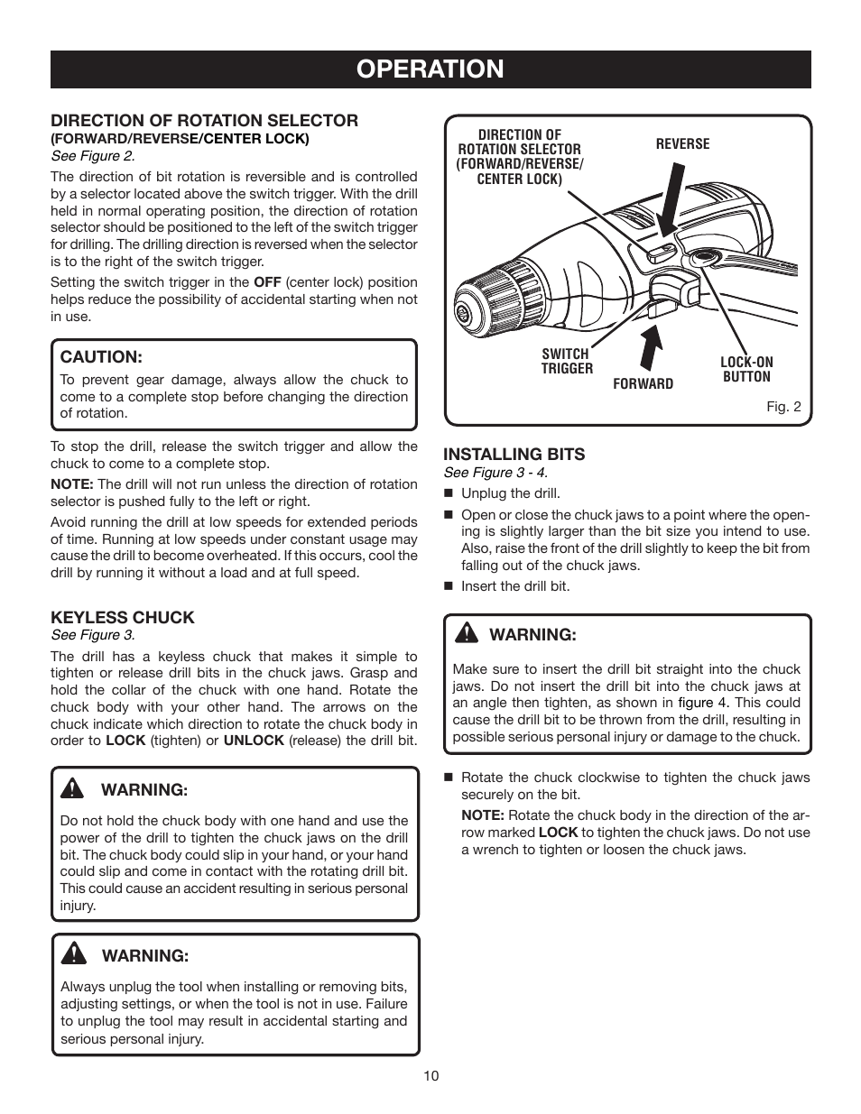 Operation | Ryobi D41 User Manual | Page 10 / 16