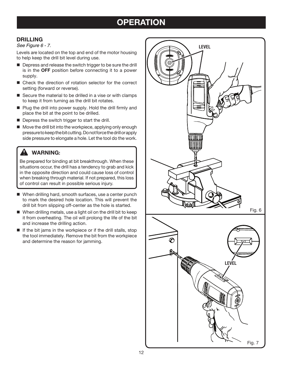 Operation | Ryobi D41 User Manual | Page 12 / 16