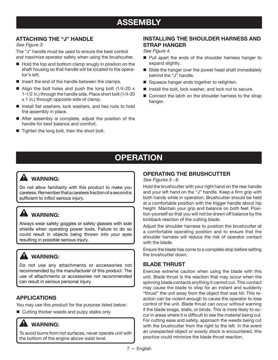 Operation, Assembly | Ryobi EXPAND-IT RY15702 User Manual | Page 7 / 14