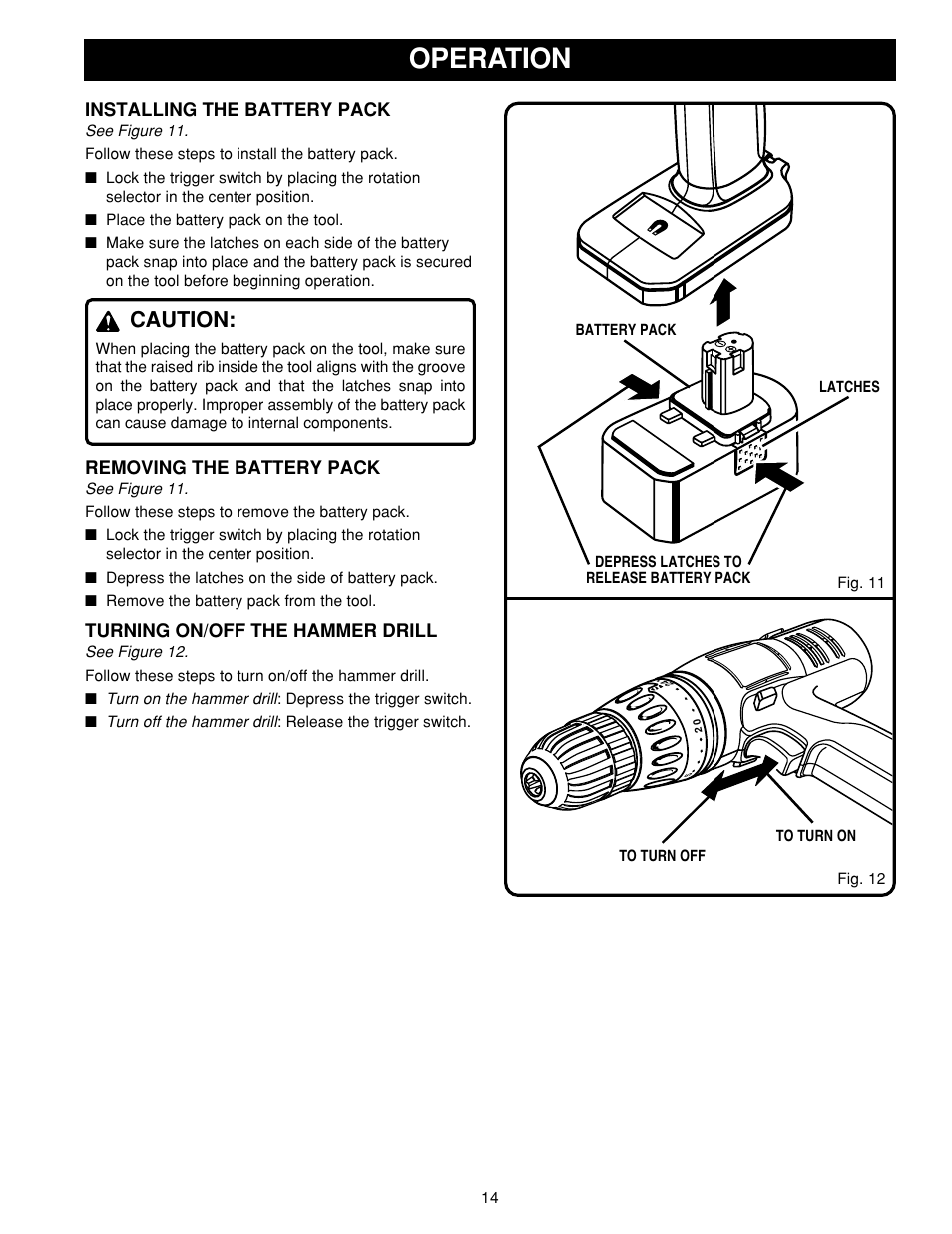 Operation, Caution | Ryobi HD1800M User Manual | Page 14 / 18
