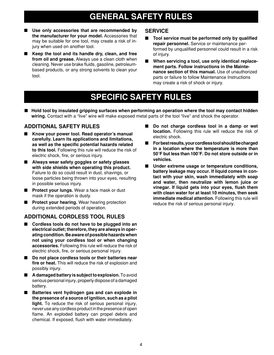 Specific safety rules, General safety rules | Ryobi HD1800M User Manual | Page 4 / 18