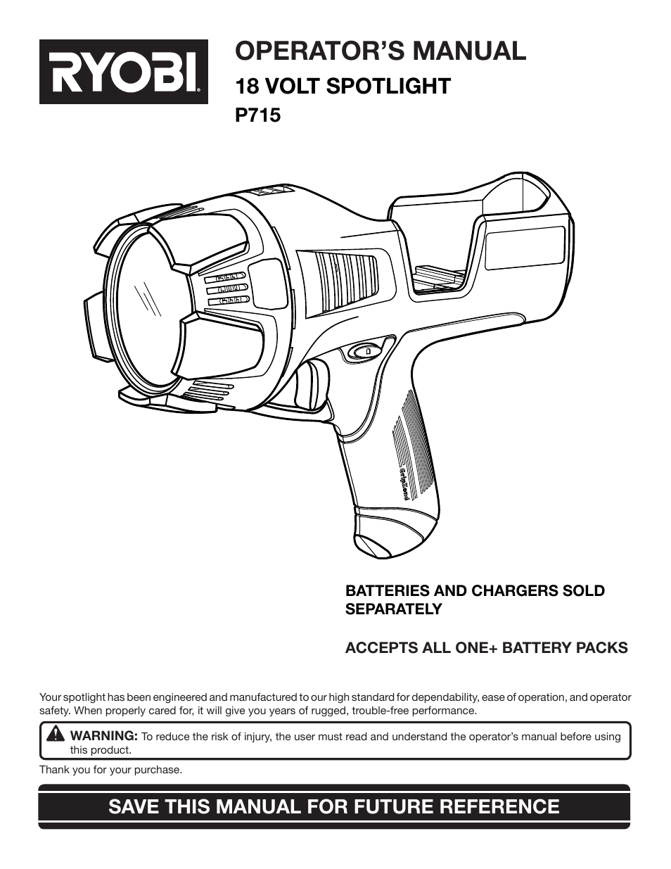 Ryobi P715 User Manual | 10 pages