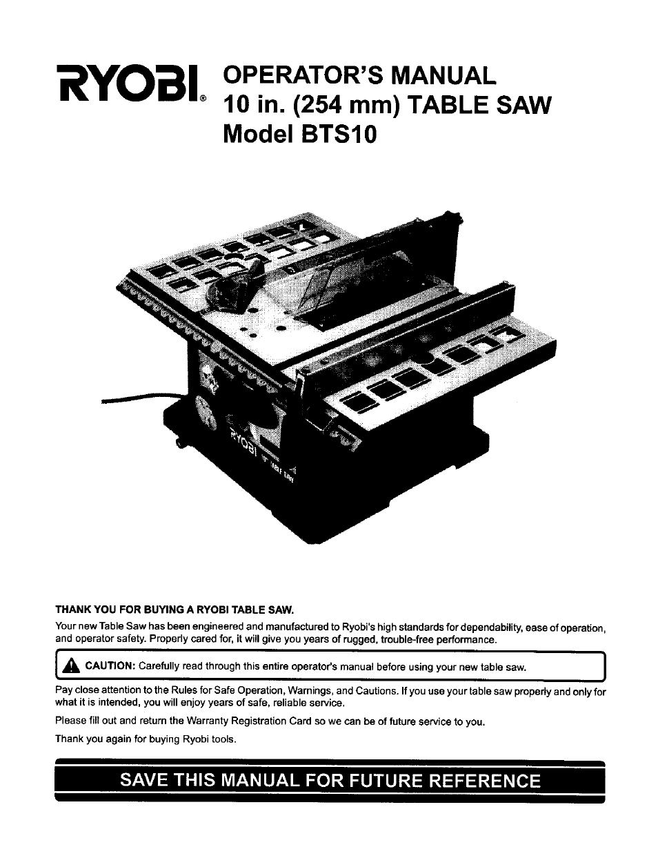 Ryobi BTS10 User Manual | 24 pages