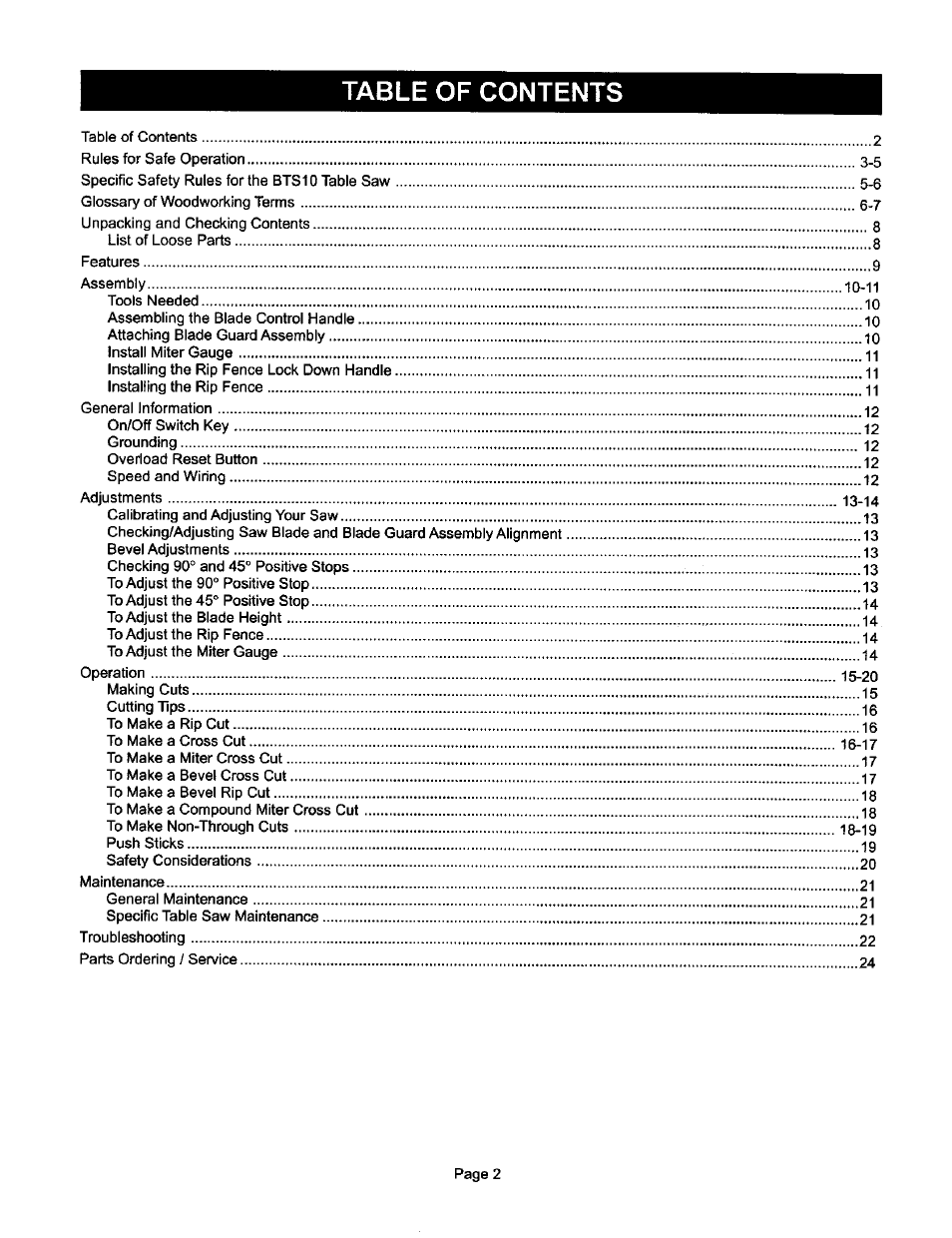 Ryobi BTS10 User Manual | Page 2 / 24