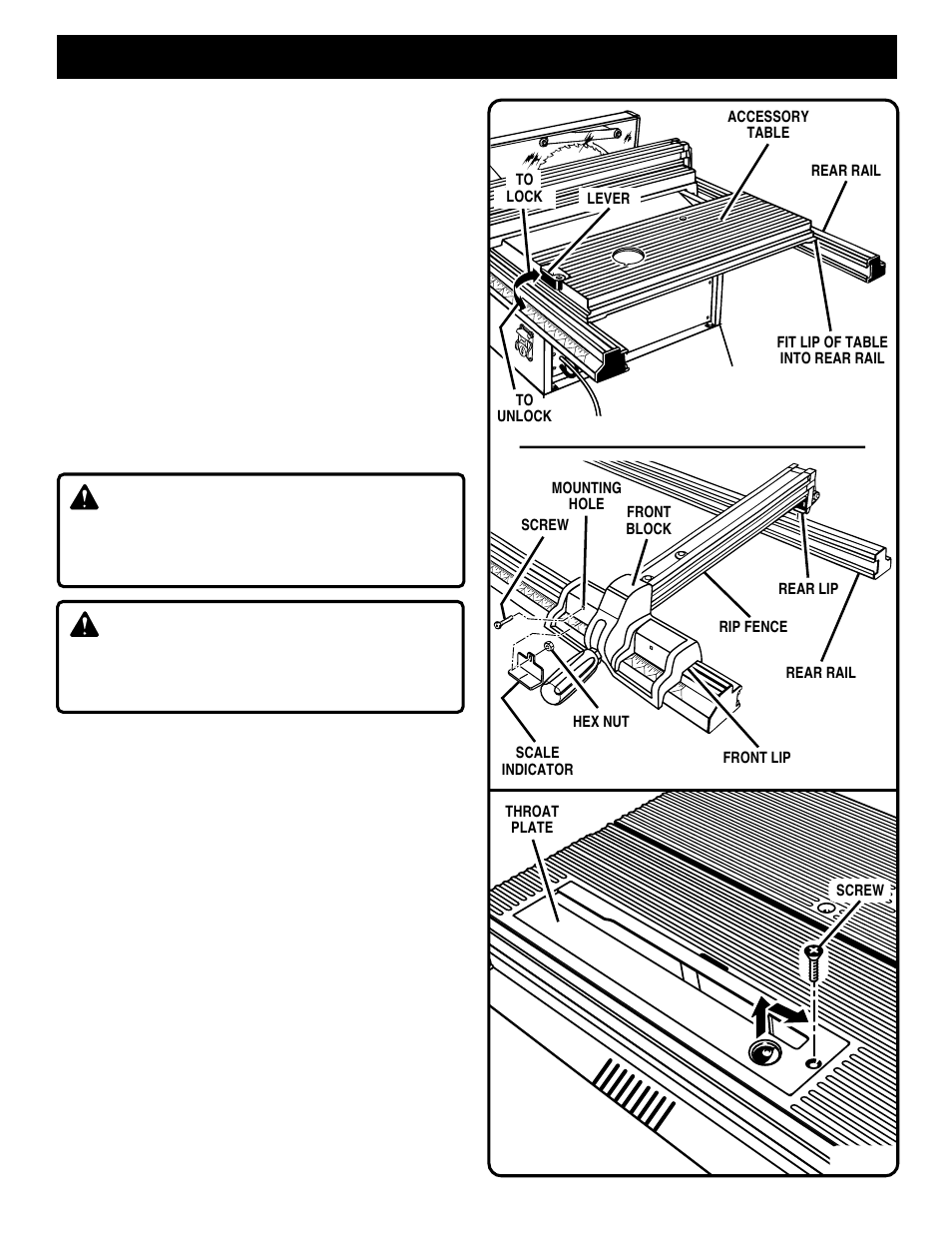 Assembly, Warning | Ryobi BT3100-1 User Manual | Page 18 / 52