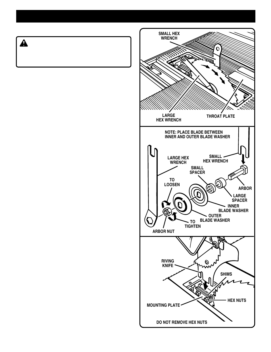 Assembly, Warning, Blade and guard assembly | Ryobi BT3100-1 User Manual | Page 19 / 52