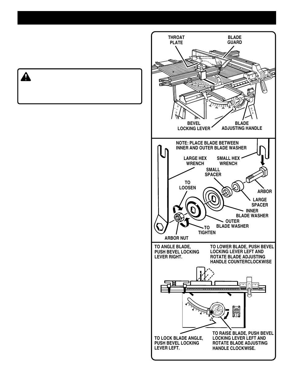 Operation, Settings and adjustments, Warning | Ryobi BT3100-1 User Manual | Page 24 / 52