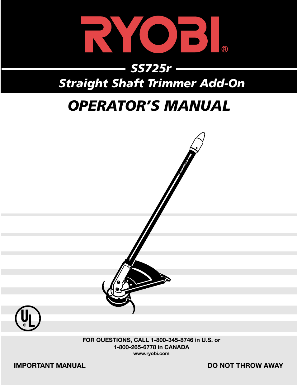 Ryobi SS725r User Manual | 14 pages